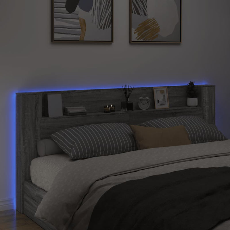 vidaXL szürke sonoma színű áthidalószekrény LED-ekkel 220x16,5x103,5cm