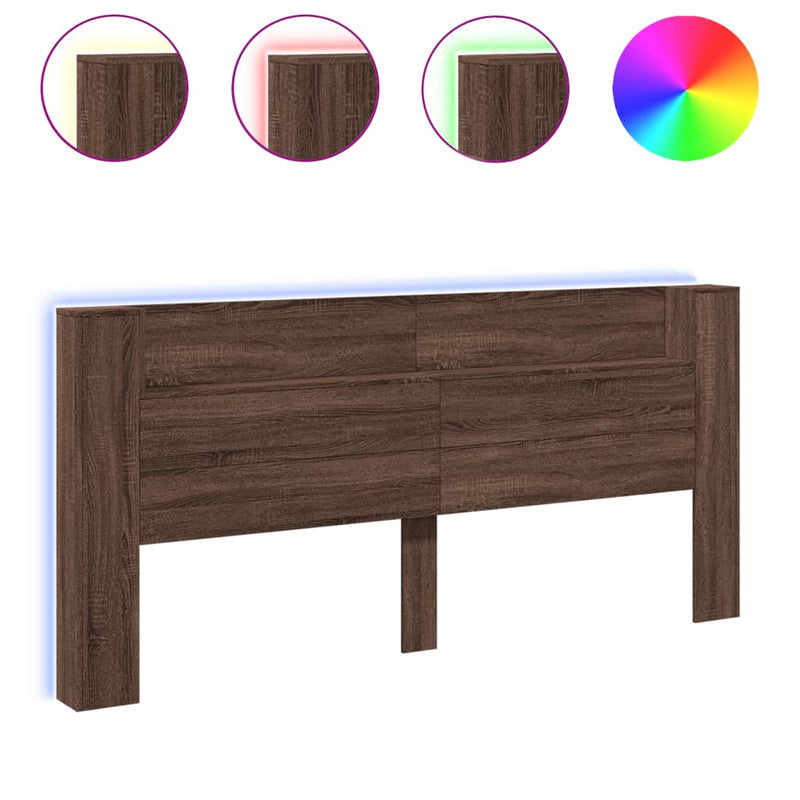 vidaXL barna tölgy színű áthidalószekrény LED-ekkel 220x16,5x103,5 cm