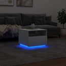 vidaXL fehér dohányzóasztal LED-lámpákkal 50 x 49 x 40 cm