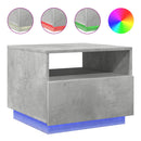 vidaXL betonszürke dohányzóasztal LED-lámpákkal 50x49x40 cm