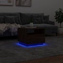vidaXL barna tölgyszínű dohányzóasztal LED-lámpákkal 50x49x40 cm