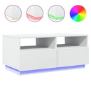 vidaXL fehér dohányzóasztal LED-lámpákkal 90x49x40 cm