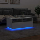 vidaXL fehér dohányzóasztal LED-lámpákkal 90x49x40 cm