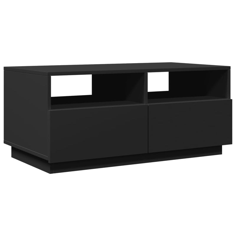 vidaXL fekete dohányzóasztal LED-lámpákkal 90x49x40 cm