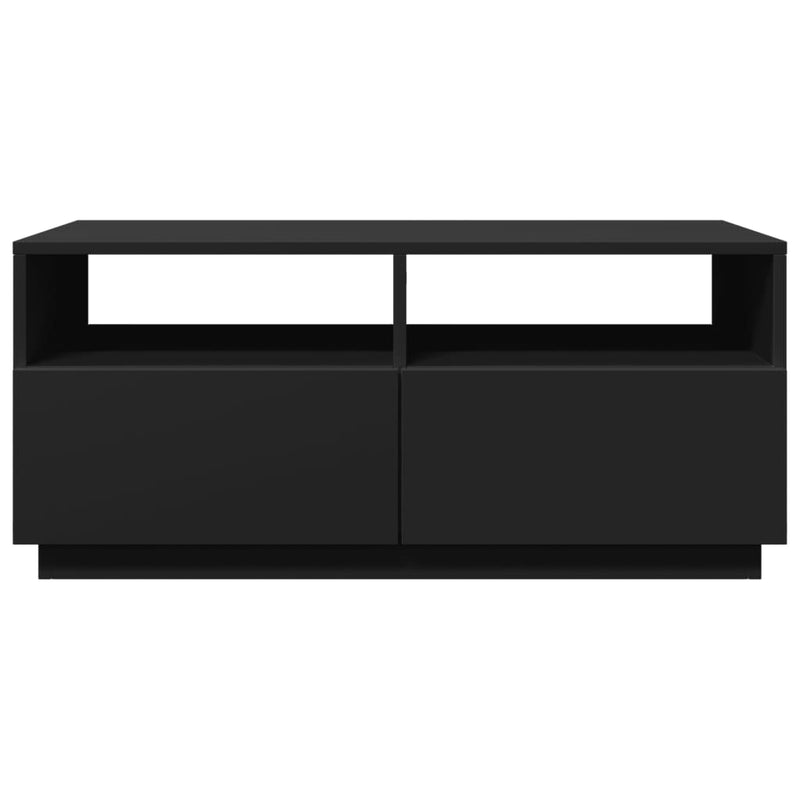 vidaXL fekete dohányzóasztal LED-lámpákkal 90x49x40 cm