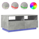vidaXL betonszürke dohányzóasztal LED-lámpákkal 90x49x40 cm