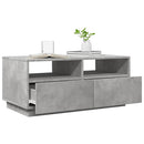 vidaXL betonszürke dohányzóasztal LED-lámpákkal 90x49x40 cm