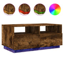 vidaXL füstös tölgy színű dohányzóasztal LED-lámpákkal 90x49x40 cm