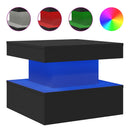 vidaXL fekete dohányzóasztal LED-lámpákkal 50 x 50 x 40 cm