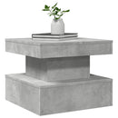 vidaXL betonszürke dohányzóasztal LED-lámpákkal 50 x 50 x 40 cm