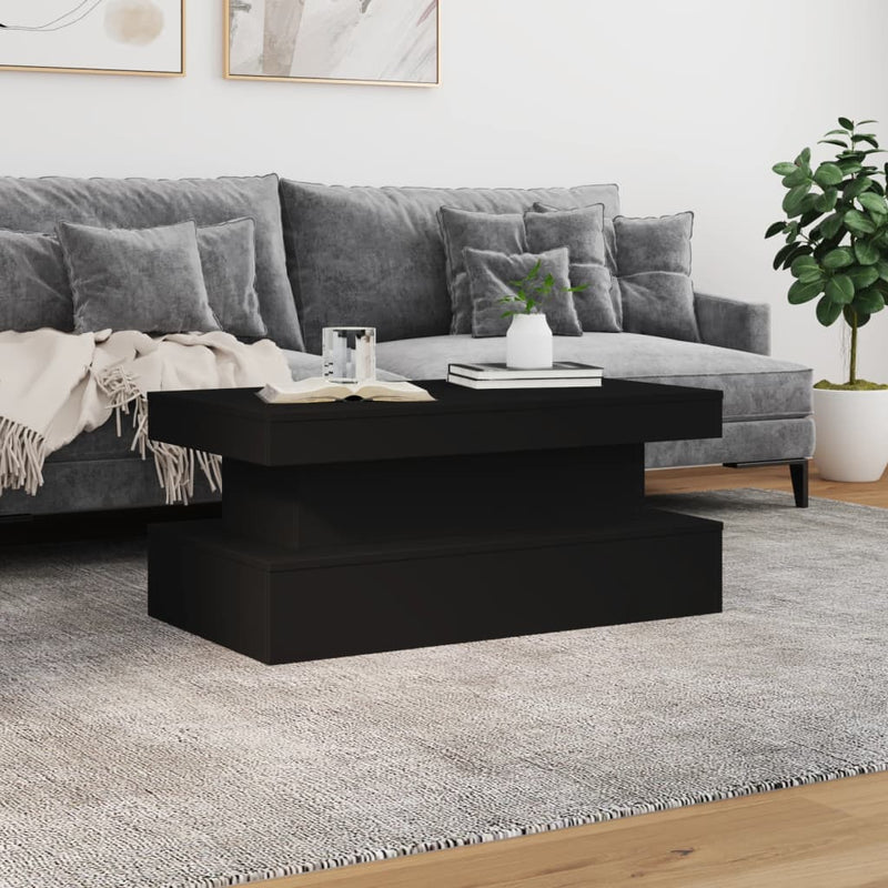 vidaXL fekete dohányzóasztal LED-lámpákkal 90x50x40 cm