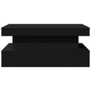 vidaXL fekete dohányzóasztal LED-lámpákkal 90x50x40 cm