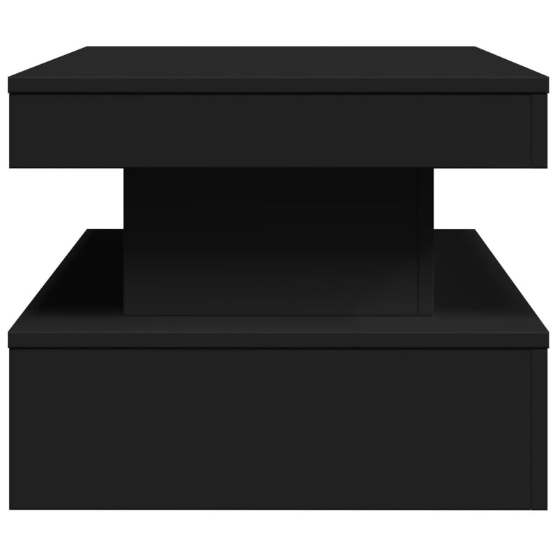 vidaXL fekete dohányzóasztal LED-lámpákkal 90x50x40 cm