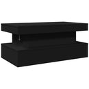 vidaXL fekete dohányzóasztal LED-lámpákkal 90x50x40 cm