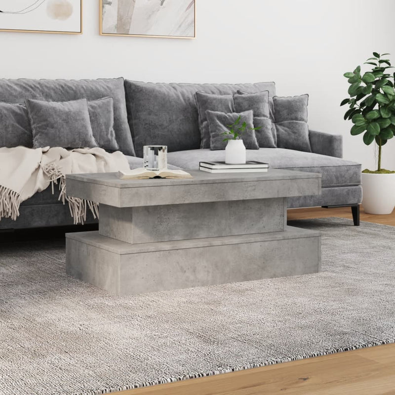 vidaXL betonszürke dohányzóasztal LED-lámpákkal 90x50x40 cm