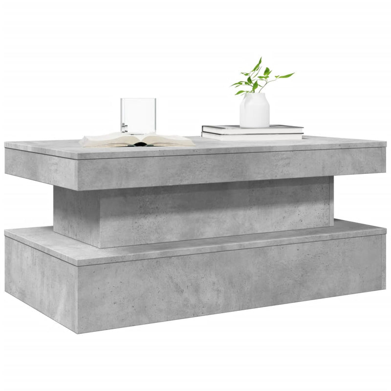 vidaXL betonszürke dohányzóasztal LED-lámpákkal 90x50x40 cm