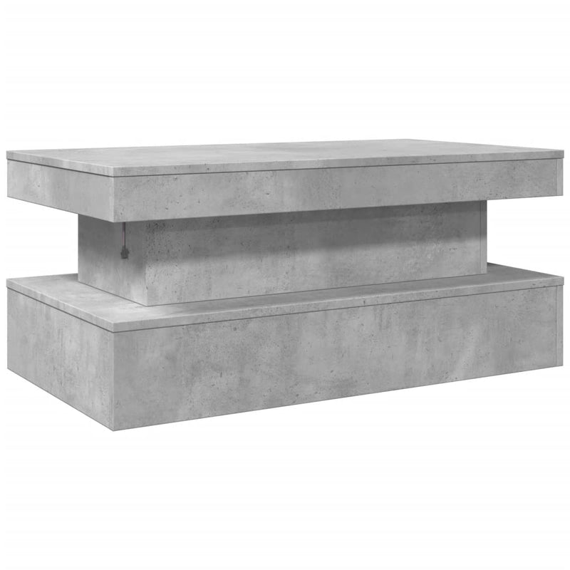 vidaXL betonszürke dohányzóasztal LED-lámpákkal 90x50x40 cm