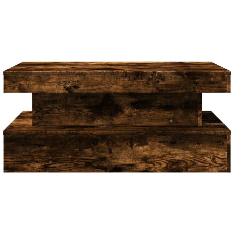vidaXL füstös tölgy színű dohányzóasztal LED-lámpákkal 90x50x40 cm
