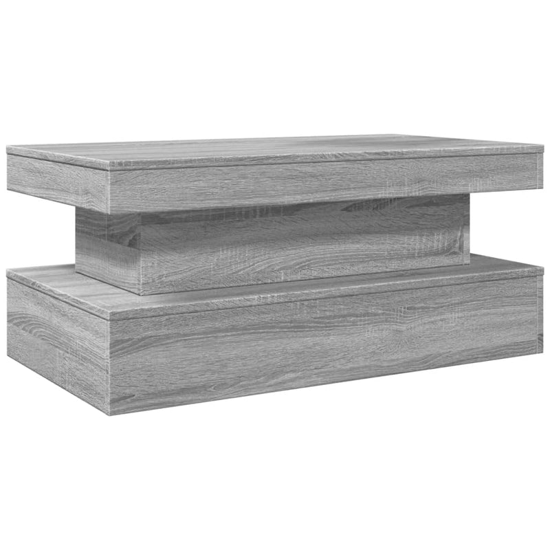 vidaXL szürke sonoma színű dohányzóasztal LED-lámpákkal 90x50x40 cm