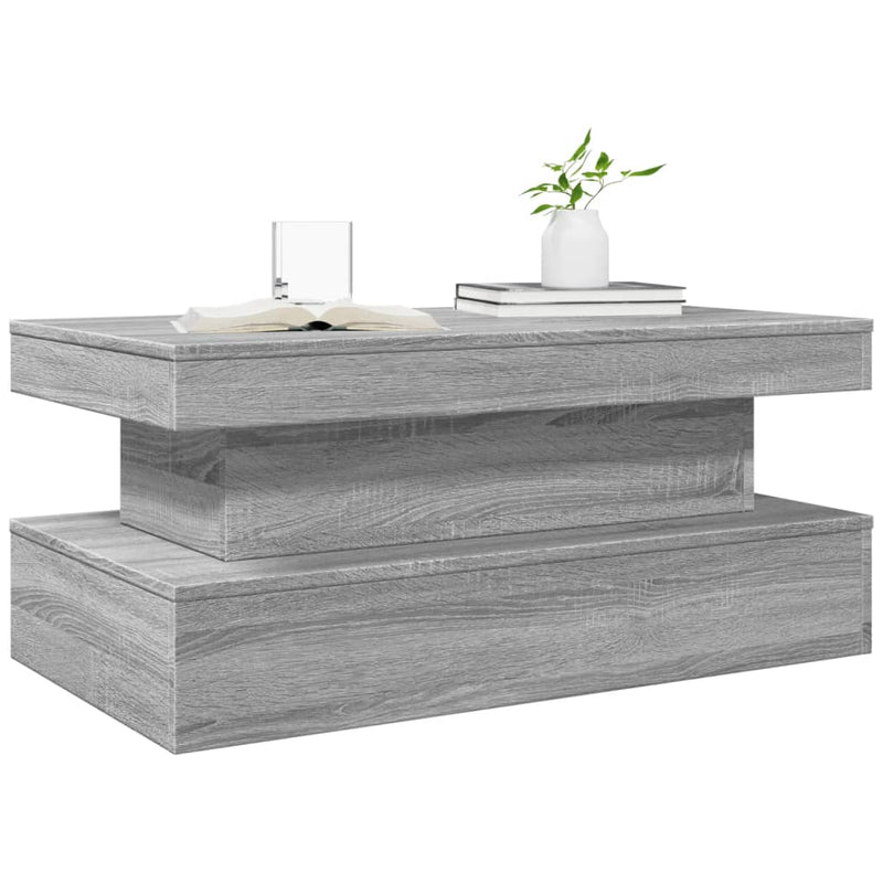 vidaXL szürke sonoma színű dohányzóasztal LED-lámpákkal 90x50x40 cm