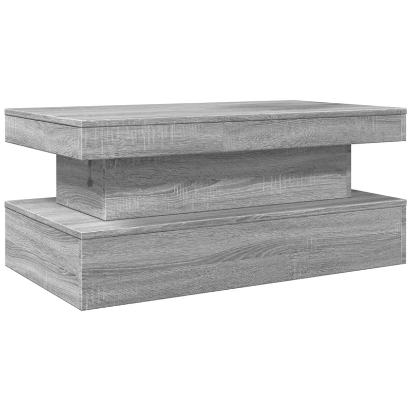 vidaXL szürke sonoma színű dohányzóasztal LED-lámpákkal 90x50x40 cm
