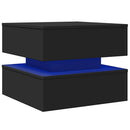 vidaXL fekete dohányzóasztal LED-lámpákkal 50 x 50 x 40 cm