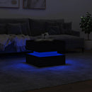 vidaXL fekete dohányzóasztal LED-lámpákkal 50 x 50 x 40 cm