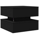 vidaXL fekete dohányzóasztal LED-lámpákkal 50 x 50 x 40 cm