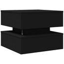 vidaXL fekete dohányzóasztal LED-lámpákkal 50 x 50 x 40 cm