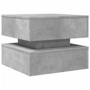 vidaXL betonszürke dohányzóasztal LED-lámpákkal 50 x 50 x 40 cm