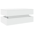 vidaXL fehér dohányzóasztal LED-lámpákkal 90x50x40 cm