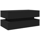 vidaXL fekete dohányzóasztal LED-lámpákkal 90x50x40 cm