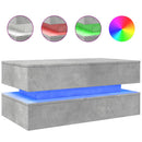 vidaXL betonszürke dohányzóasztal LED-lámpákkal 90x50x40 cm