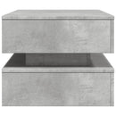 vidaXL betonszürke dohányzóasztal LED-lámpákkal 90x50x40 cm