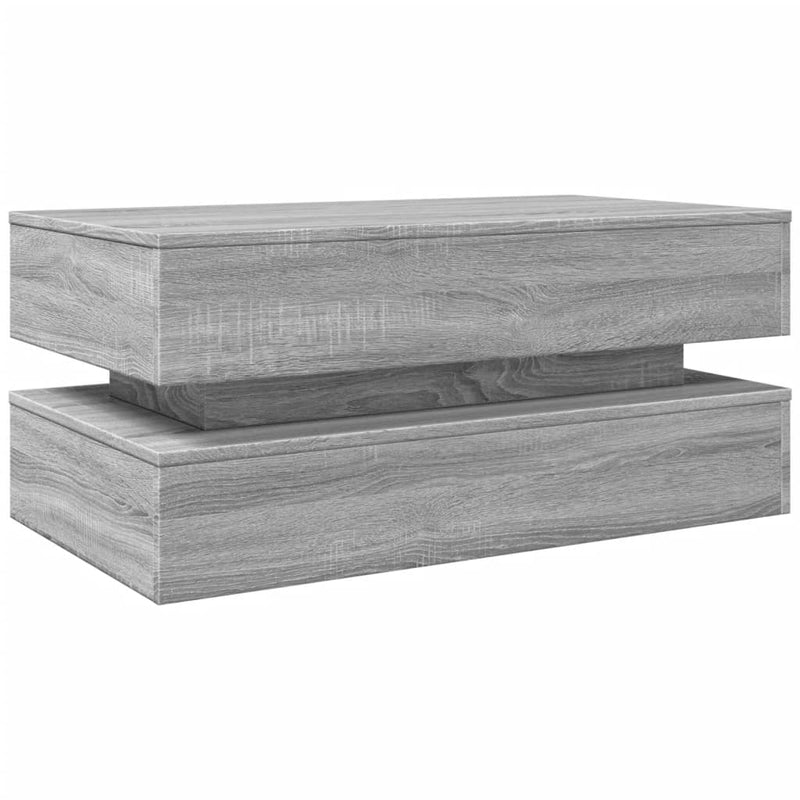vidaXL szürke sonoma színű dohányzóasztal LED-lámpákkal 90x50x40 cm