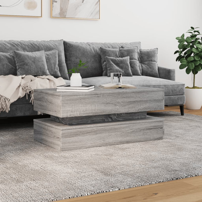 vidaXL szürke sonoma színű dohányzóasztal LED-lámpákkal 90x50x40 cm