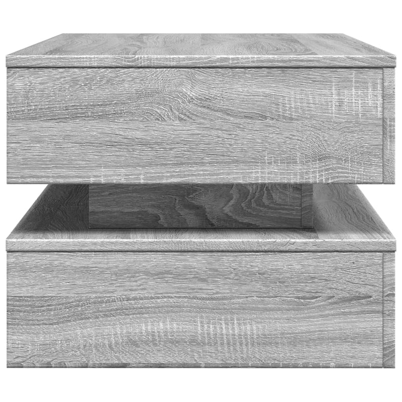 vidaXL szürke sonoma színű dohányzóasztal LED-lámpákkal 90x50x40 cm