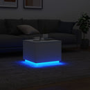 vidaXL fehér dohányzóasztal LED-lámpákkal 50 x 50 x 40 cm