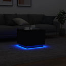 vidaXL fekete dohányzóasztal LED-lámpákkal 50 x 50 x 40 cm
