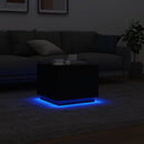 vidaXL fekete dohányzóasztal LED-lámpákkal 50 x 50 x 40 cm