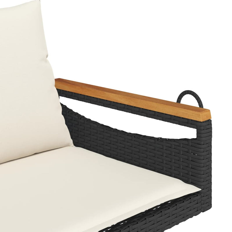vidaXL fekete polyrattan hintapad párnákkal 109 x 62 x 40 cm