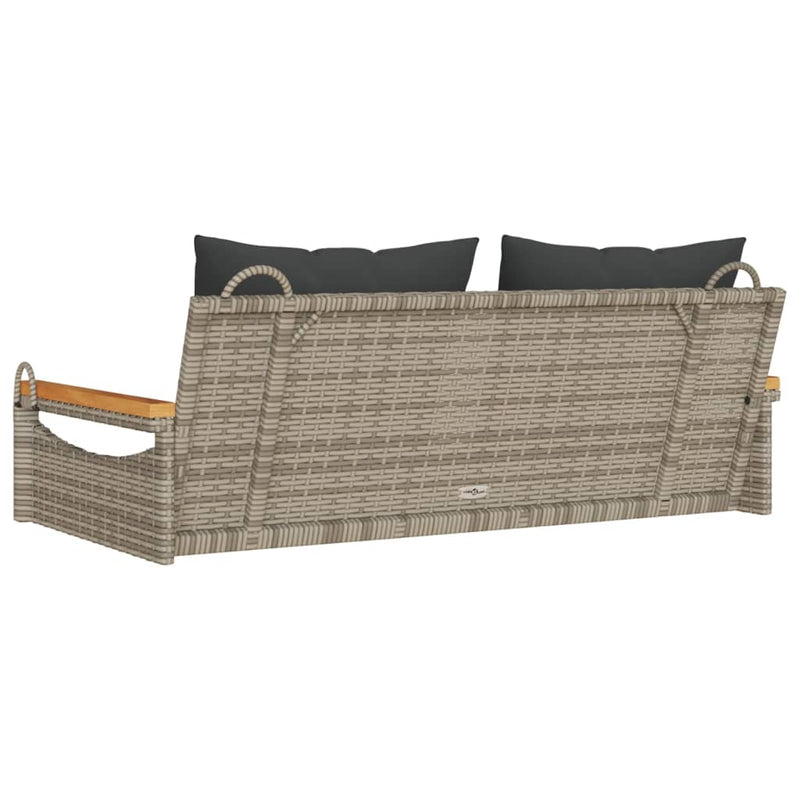 vidaXL szürke polyrattan hintapad párnákkal 109 x 62 x 40 cm
