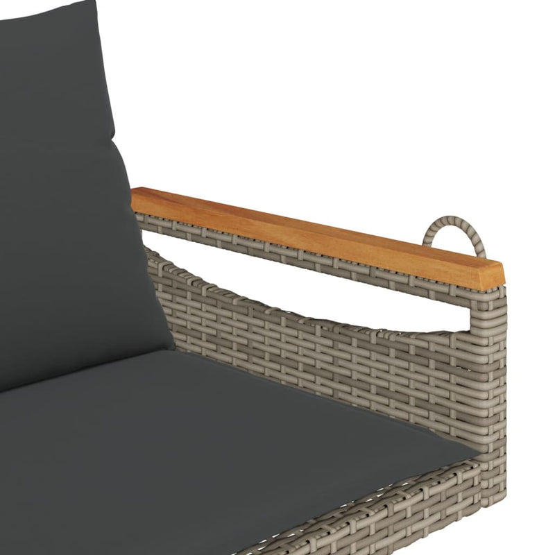 vidaXL szürke polyrattan hintapad párnákkal 109 x 62 x 40 cm