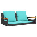 vidaXL fekete polyrattan hintapad párnákkal 109 x 62 x 40 cm