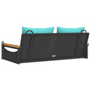 vidaXL fekete polyrattan hintapad párnákkal 109 x 62 x 40 cm