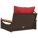 vidaXL barna polyrattan hintapad párnákkal 63 x 62 x 40 cm