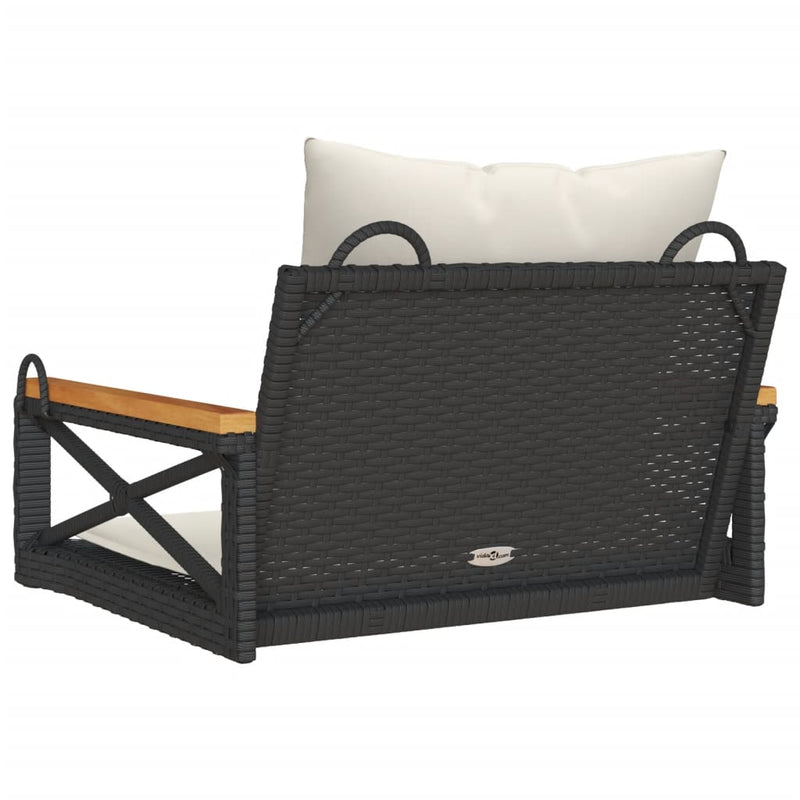 vidaXL fekete polyrattan hintapad párnákkal 63 x 62 x 40 cm