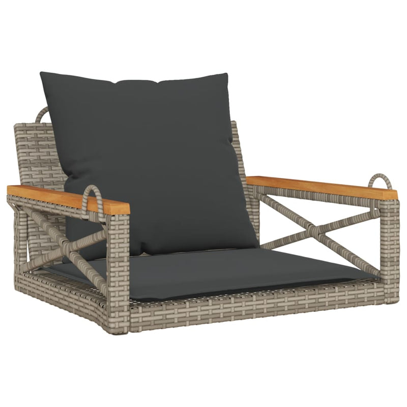 vidaXL szürke polyrattan hintapad párnákkal 63 x 62 x 40 cm