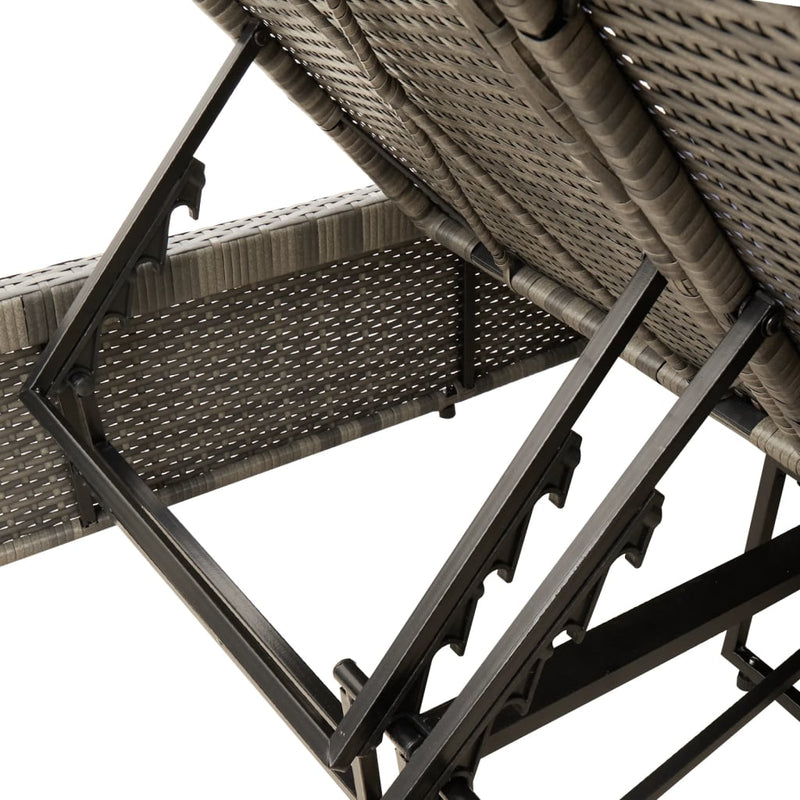 vidaXL szürke polyrattan dupla napozóágy párnával