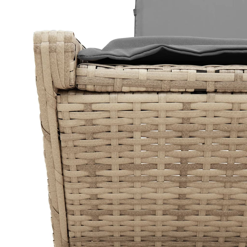 vidaXL bézs polyrattan dupla napozóágy párnával